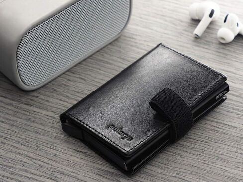 PULARYS Mini Wallet BONO - جلد إيطالي - فتحة لبطاقة SD - ما يصل إلى 8 فتحات للبطاقات - قفل سريع - حامل أقلام - للرجال والنساء - تصميم كلاسيكي in Saudi Arabia