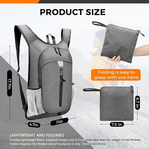 Lightweight Packable Hiking Backpack for Men and Women - Ideal Foldable Outdoor Travel Bag (Light green) in Saudi Arabia