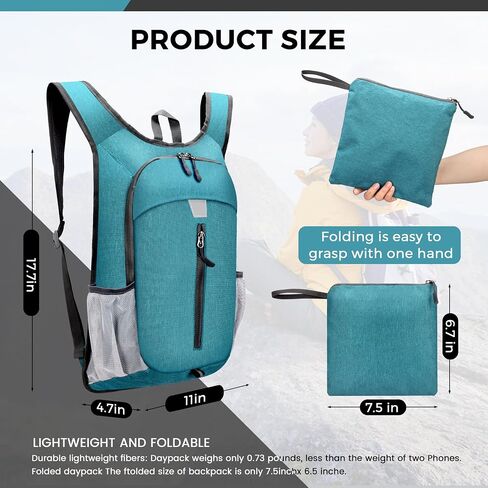 Lightweight Packable Hiking Backpack for Men and Women - Ideal Foldable Outdoor Travel Bag (Light green) in Saudi Arabia
