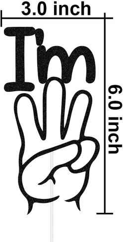 أنا ثلاثة كعكة توبر، ثلاثة أصابع ديكور كعكة، 3 سنوات من العمر زينة حفلة عيد ميلاد، حفلة عيد ميلاد ثالثة بريق أسود in Kuwait