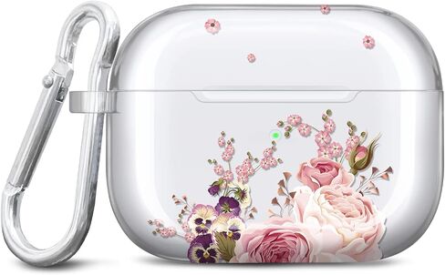 غطاء حافظة JAHOLAN لأجهزة Airpods Pro الجيل الثاني بتصميم فراشة مطلية بالذهب وجلد TPU واقي للنساء والفتيات مع سلسلة مفاتيح متوافقة مع AirPods Pro 2019/Pro 2 Gen 2022، وردي فاتح in Saudi Arabia
