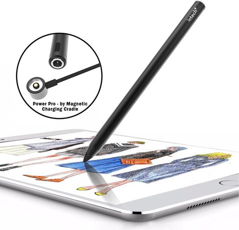 POWER PRO Rechargeable Active Stylus Pen,Conductive Fiber Fine Point Tip Digital Pen Offers Handwriting Drawing on iPad,iPad pro,iphone,Samsung Tablet,Android Device,BLK in Saudi Arabia