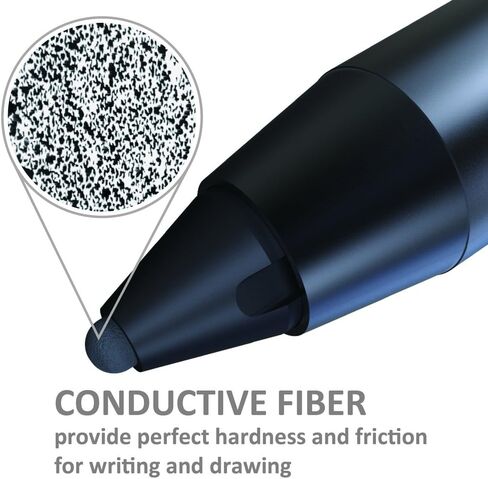 قلم لمس نشط قابل لإعادة الشحن من باور برو، قلم رقمي ذو طرف رفيع من الألياف الموصلة يوفر كتابة يدوية سلسة على iPad وiPad pro وiPhone وSamsung Tablet وأجهزة iOS/Android، مع حقيبة حمل، أسود in Kuwait