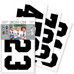 S.E.I. 5-Inch Iron-on T-Shirt Numbers, Varsity Number Polyvinyl Heat Transfers, Black