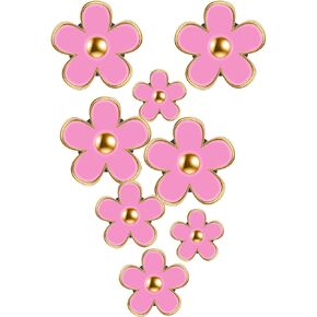 8 Pack Daisy Car Vent Clip with Reuseable Scent Refills, Flower Air Vent Clip Charm for Car Air Fresheners for Women, 4 Sizes (Pink)
