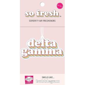 Sorority Shop Delta Gamma Retro Air Freshener - DG Bubblegum Scented Air Freshener – Sorority Retro Design Air Freshener for Car or Dorm– Sorority Gift, Charm Paraphernalia