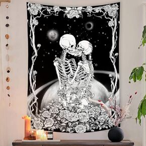 Zussun Skull Tapestry The Kissing Lovers Tapestry Art Tapestry Home Decor… (black, 70" x 90")