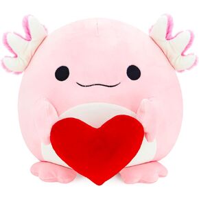 Axolotl Plush Animal, Love Heart Axolotl Plush Toy, Valentine's Day Gift for Girlfriend/Boyfriend 10.8IN(Love-Axolotl)