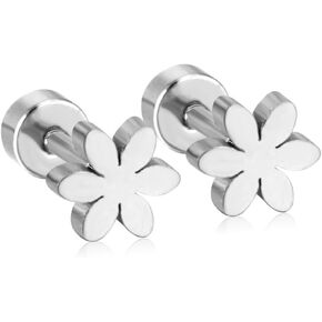 18G Tiny Flower Minimalist Stud Earrings for Women Girls Cute Stainless Steel Daisy Flower Cartilage Tragus Piercing Post Pin With Secure Safety Screwback Earring Hypoallergenic Jewelry Valentine's Day Birthday Gifts
