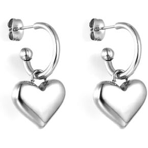 18K Gold Plated Heart Dangle Drop Gold/Silver Huggie Hoop Earrings Hypoallergenic 316L Stainless Steel with Gift Box