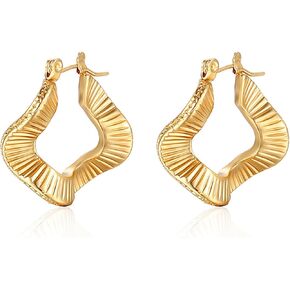 Triple Huggie Earrings Chunky Hoop Earrings Gold Statement Drop Earrings for Women Teen Girls Hypoallergenic Piercing Three Ring Earrings Fashion Jewelry Gift