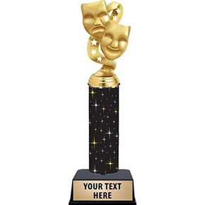 11 Inch Drama With Stars Trophies - Black Glimmer Drama With Stars Trophy Awards Prime
