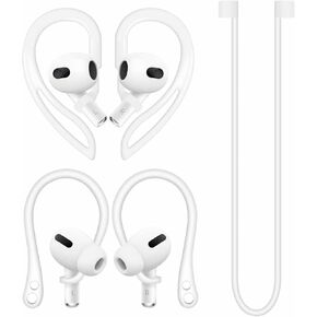 Anti-Slip Kit for AirPods 3rd 2 1 / Pro 2nd Replacement Adjustable Ear Hooks Ergonomic Design Tips Silicone Strap Add Grip Sports Earbuds Accessories Eartip for AirPods Pro 2nd 1st White