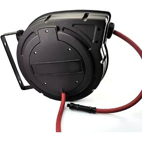 GD-3/8 inch x 50 ft Enclosed Retractable Air Compressor Hose Reel, 3 ft Lead-in Hybrid Hose