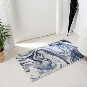 LUXE WEAVERS Modern Abstract Marble Swirl Blue 8x10 Area Rug