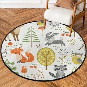 Turquoise and Grey Abstract Art Round Area Rug, Painting Teal Non-Slip Circle Rug for Bedroom Living Room Outdoor Study Playing Floor Mat Carpet, 3' Diameter