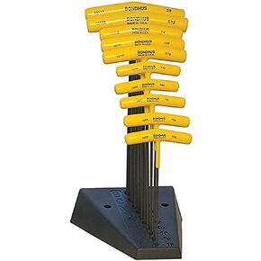 Bondhus 13190 Set of 10 Balldriver and Hex T-handles with Stand, sizes 3/32-3/8-Inch