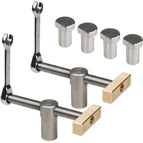 2 Pack Bench Dog Clamp Dog Hole Clamp with 4 Pack Bench Dogs Woodworking 3/4 Inch Adjustable Workbench Stop Stainless Steel Brass (19mm)