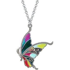 Enamel Alloy Statement Rhinestone Butterfly Necklace Insect Pendant Summer Jewelry for Women Party Birthday Gifts