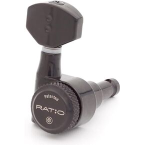 PRL-9721-B0 : Ratio Electric Locking Machine Heads 6 in-line (staggered posts) in Black Finish