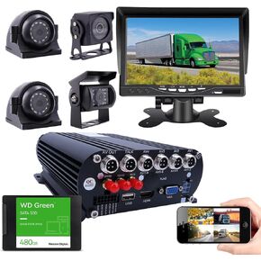 JOINLGO 4CH GPS 4G Wifi 1080P HDD/SSD/SD Drive Mobile Vehicle Car DVR Video Recorder Kit Live View on PC Phone with 4pcs Side Rear View IR Metal Car Camera (1TB ssd included)