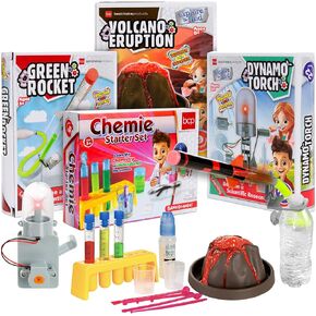 مجموعة المشاريع العلمية 4 في 1 من بيست تشويس برودكتس، تجارب معملية ذاتية الصنع للعلوم والتكنولوجيا والهندسة والرياضيات والبخار للأطفال مع مجموعة المبتدئين الكيميائيين، صاروخ أخضر، شعلة دينامو، ثوران البركان in Kuwait