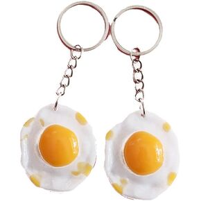 Keychain Imitation Fried Eggs Pendant Keyring Key Holder Key Chain Women Men Gift for Birthday Christmas Festival Pack of 2 in Kuwait
