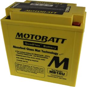 MotoBatt MB16U (12V 20 Amp) 240CCA Factory Activated QuadFlex AGM Battery