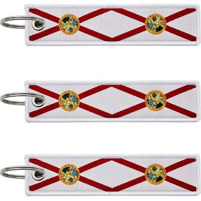 3 Pcs Florida State Flag Keychain,Woven label Key Chains for Car Keys,Fabric Key Chains Men and Women,Used for Various Decorations.