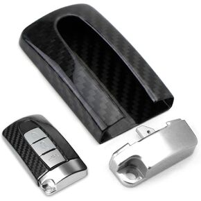 iJDMTOY Genuine Carbon Fiber Custom SK/GT-R Style Large Key Fob Protective Case w/Black Aluminum Trim, Compatible with Nissan or Infiniti Oval Shape Keyless Entry Remote