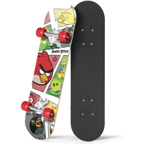 Angry Birds Kids Beginner Skateboard - Mini Wooden Cruiser Board with Cool Graphics for Boys & Girls 5-14 Years - 24" Deck, Aluminum Trucks, 54mm Wheels, Lightweight - Safe & Durable