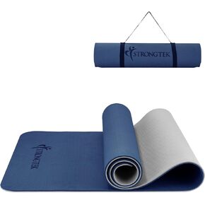 StrongTek TPE Yoga Mat, 72" x 24" x 1/3", Non-Slip, Lightweight, Portable Exercise Mat with Carry Strap, Ideal for Yoga, Pilates, and Fitness, Comfortable for Workouts at Home, Gym, or Travel