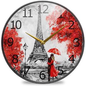 ALAZA Galaxy Nebula Sky Acrylic Painted Silent Non-Ticking Round Wall Clock, 9.5 Inch Battery Operated Quiet Desk Clock Home Art Bedroom Living Dorm Room Office School
