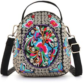 Goodhan Embroidery Crossbody Bag, Cell Phone Purse Canvas Small Handbag