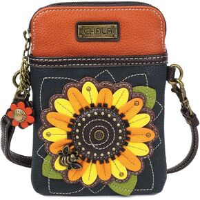 Chala Handbags Sunflower Cellphone Crossbody Handbag, 5" x 7.5" x 1"