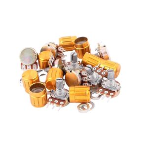 uxcell a16060300ux0020 10 Piece WH148-B200K 200K Ohm Rotary Linear Taper Potentiometers with Golden Knob, 0.59" Width, 0.59" Length