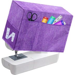 Sewing Machine Cover Protective Quilted Dust Cover with Storage Pockets Compatible with Most Standard Singer & Brother Machines and Accessories(Purple)