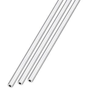 6063 Aluminum Tube (4mm OD x 2mm ID x 300mm L) 3Pcs, Aluminum Round Tubing - for Home Furnishing, Machinery, DIY Handicraft