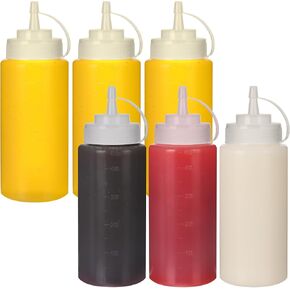 STARSIDE 6 عبوات من زجاجات ضغط بلاستيكية سعة 16 أونصة، زجاجة بهارات قابلة لإعادة الاستخدام، صلصة شواء محلية الصنع، زيت، زجاجات ضغط بوسطن، زجاجات طلاء الكاتشب، موزع بهار السوائل in Kuwait