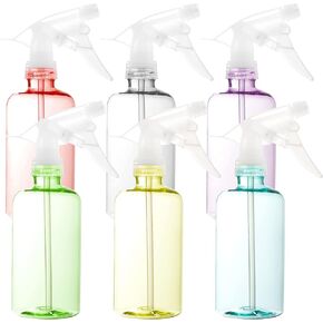 Youngever 6 Pack Empty Plastic Spray Bottles, Color Spray Bottles for Hair and Cleaning Solutions (8 Ounce)