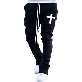 GORGLITTER Men's Stacked Joggers Graphic Sweatpants Drawstring Waist Pants with Pockets