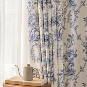 Floral Curtains for Living Room Chenille Light Filtering Printed Vintage Victorian Decor Window Drapes for Bedroom Dining 84 Inches Long 2 Panels Coffee
