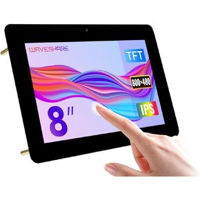 Waveshare 8inch Capacitive Touch Display Compatible with Raspberry Pi 5/4B/3B+/3A+/3B/2B/B+/A+/CM3/3+/4 800×480 Resolution with 5MP Front Camera DSI Interface