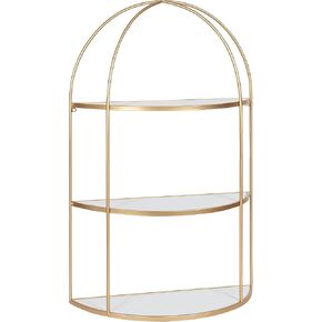 Kate and Laurel Freade Modern 3 Tier Shelf, 22 x 8 x 32, White and Gold, Decorative Glam Shelf for Storage and Display