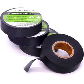 Black Electrical Tape 4 Pack 3/4-Inch by 60 Feet, Voltage Level 600V Dustproof, Adhesive for General Home Vehicle Auto Car Power Circuit Wiring Black (60ft Black)