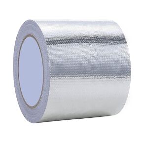 Glass Fiber Cloth Aluminum Foil Tape, Fireproof Self-Adhesive Tape High Temperature Leak Proof Tin Foil Duct Tape Seal Pipe Insulation Tear Resistance Metal Repair 2" x 82' Roll - Silver