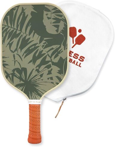 Recess Pickleball Single Paddles - Fiberglass Surface, Honeycomb Core - Sweatproof Foam Comfort Grip - Canvas Cover & Silicone Grip Ring - Tournament or Casual Play - Modern Designs - USAPA Approved in Saudi Arabia