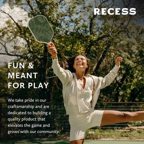 Recess Pickleball Single Paddles - Fiberglass Surface, Honeycomb Core - Sweatproof Foam Comfort Grip - Canvas Cover & Silicone Grip Ring - Tournament or Casual Play - Modern Designs - USAPA Approved in Saudi Arabia