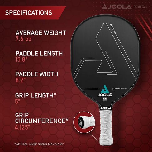 مجداف JOOLA Radius Pro Pickleball مع سطح قبضة كربون محكم - يخلق المزيد من الدوران والحد الأقصى من التحكم - أكبر نقطة حلوى - مضرب كرة Pickleball مع قلب قرص العسل من مادة البولي بروبيلين. in Saudi Arabia