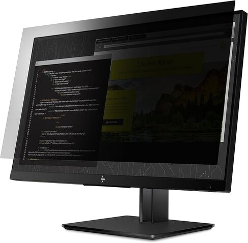 فلتر شاشة الخصوصية 4Vu من Targus لجهاز HP EliteDisplay E243 Z24nf G2 (نسبة 16:9)، عرض أفقي/صورة، مرشح الضوء الأزرق لحماية إجهاد العين (AST039GLZ)، شفاف in Kuwait